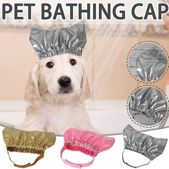 Waroomhouse Pet Shower Cap Super Soft Elastic Band Waterproof Ultra-Light Easy-wearing Keep Ear Dry Non-woven Fabric Pet Shower Cap Ear Prevention Cover Guard Pet Supplies