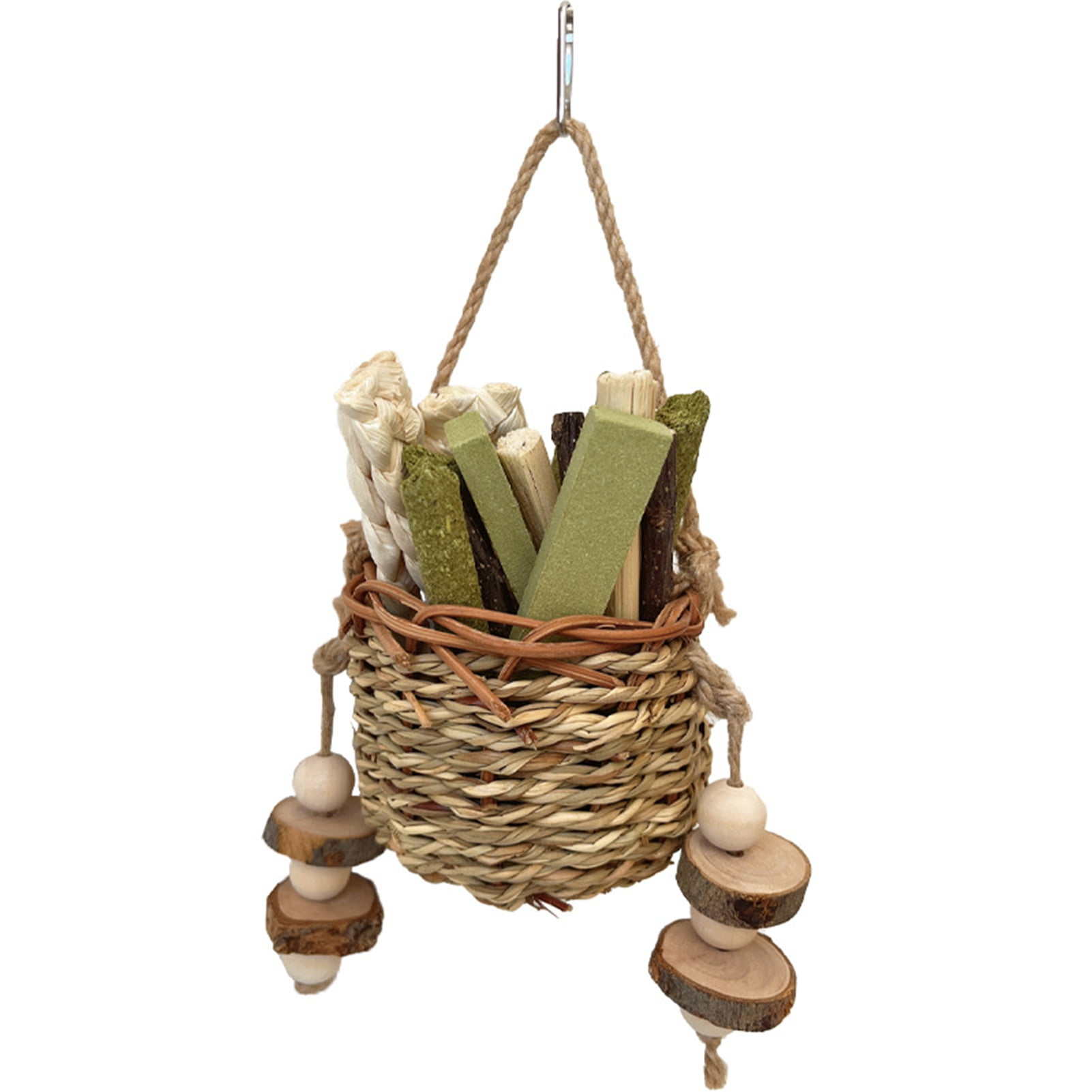 Waroomhouse Pet Toy with Straw Sticks Bunny Chew Toys Natural Grass