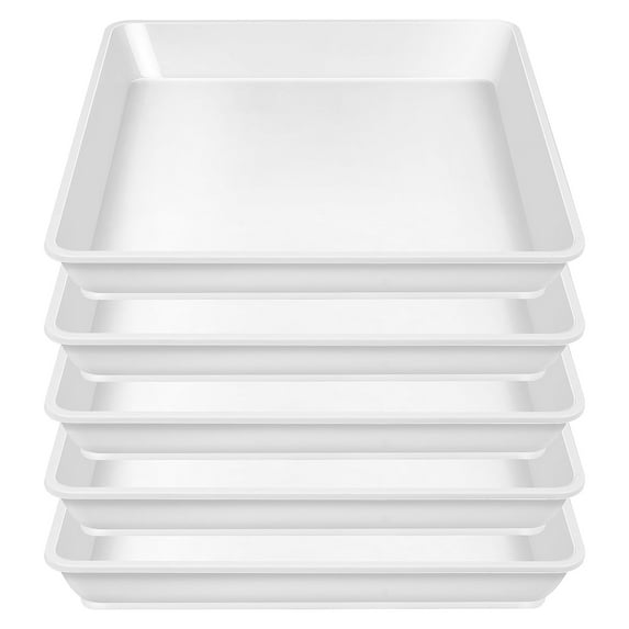 Waroomhouse Plastic Tray for Plants Square Plastic Plant Tray Set 5 Durable Waterproof Flower Pot Trays for Indoor Outdoor Plants Drainage Tray for Pots Planter