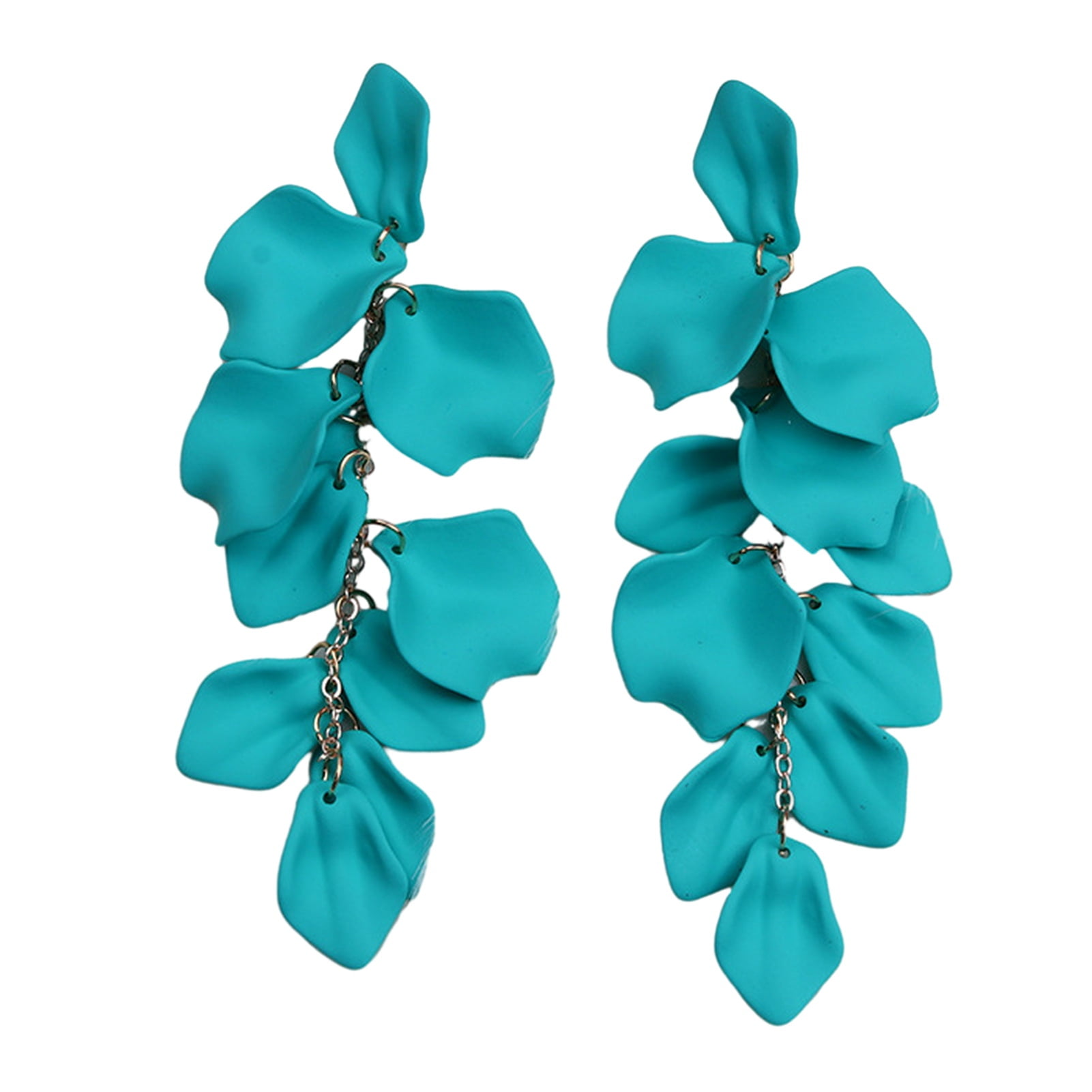 Waroomhouse Realistic Flower Earrings Rose Petal Long Earrings Bohemia