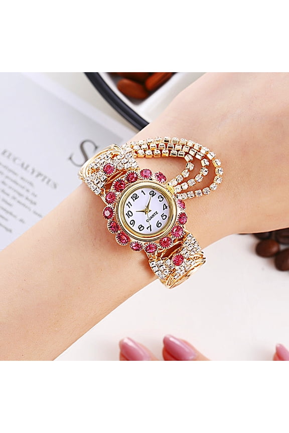 Rhinestone Quartz Watch Shiny Fashion Stable Performance Bracelet Watch for Daily Life