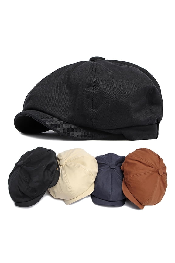 Short Brim Round Dome Adjustable Beret Hat Male Retro Octagonal Painter Hat Fashion Accessories