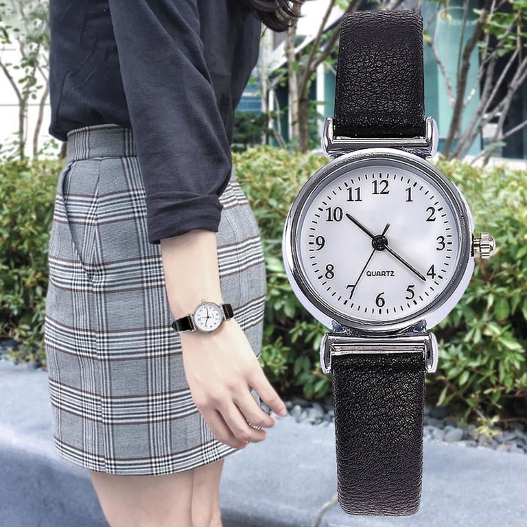 Waroomhouse Simple Women Small Round Dial Arabic Numbers 