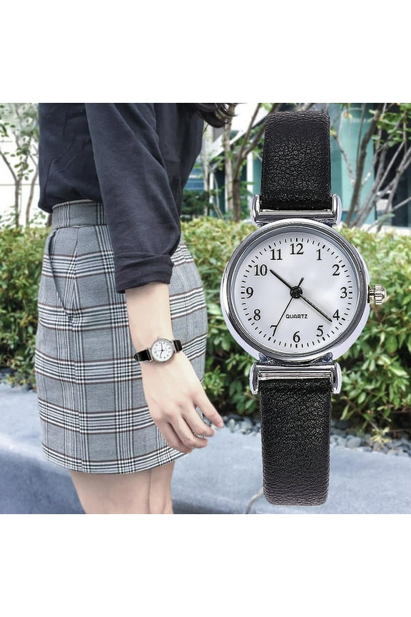 Simple Women Small Round Dial Arabic Numbers Analog Quartz Wrist Watch Gift