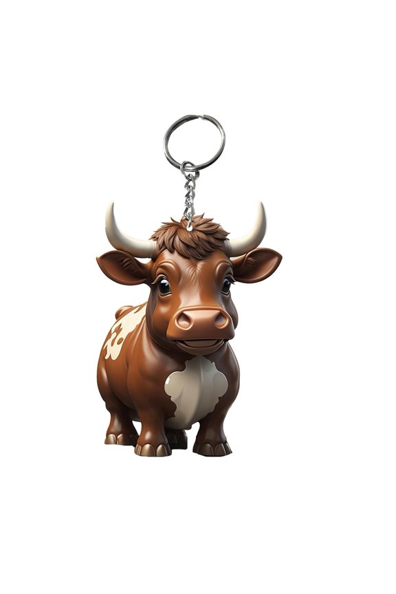 Small Cow Keychain Acrylic Cow Keychain Exquisite Cute Pendant for Backpacks Bags Bright Colors Durable Design Unique Shaped Keychain