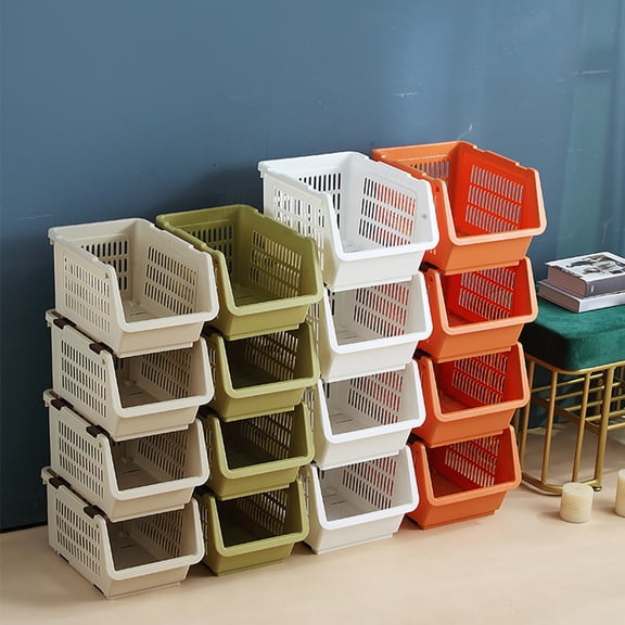 Waroomhouse Storage Basket Multifunctional High Capacity Space-saving Stackable Kitchen Fruit Vegetable Shelf Home Supplies