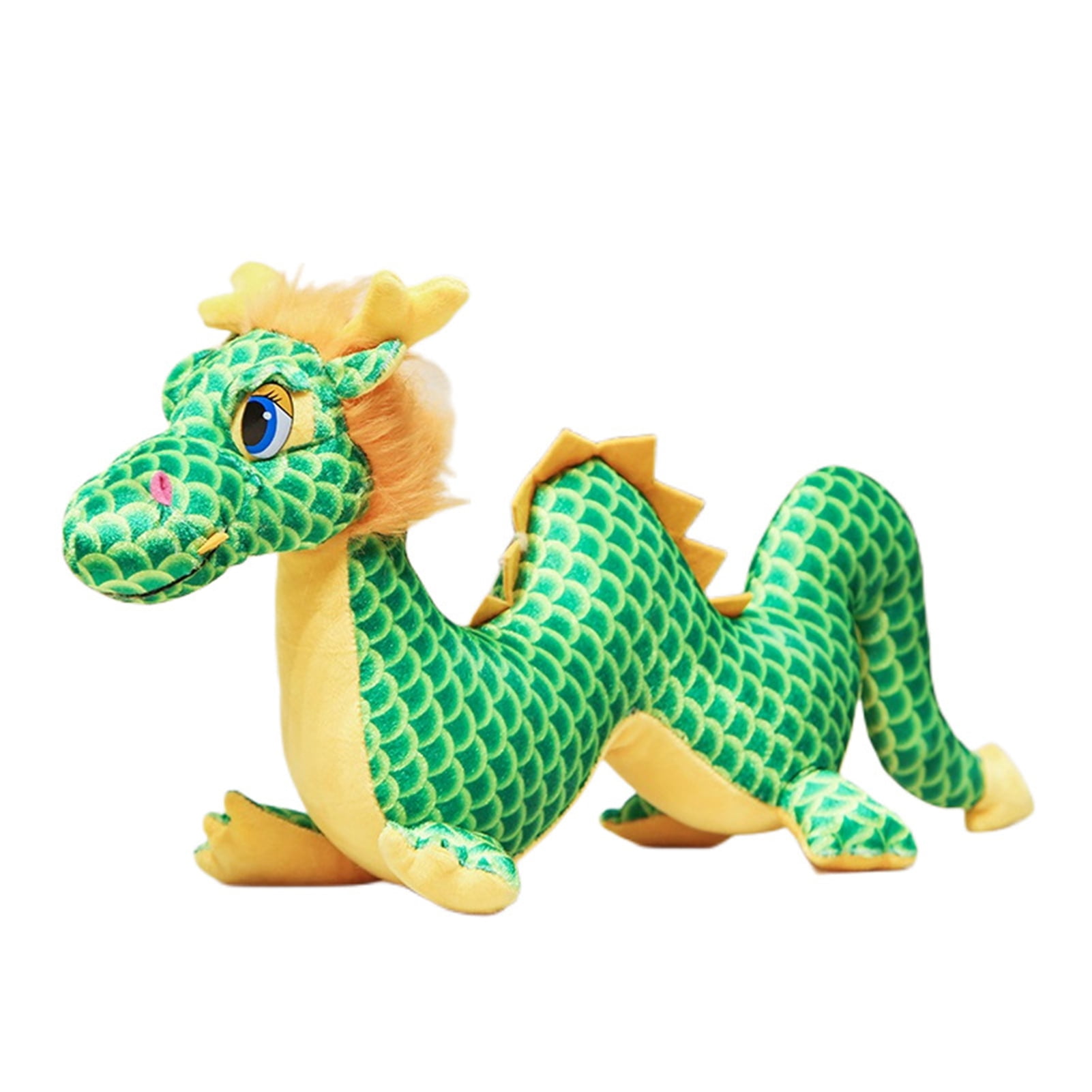 Waroomhouse Stuffed Dragon Chinese Dragon Plush Scales Print Standing Cute Spring Festival 2024 ...
