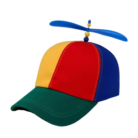 Waroomhouse Summer Women Baseball Hat Colorful Rainbow Colorblock Propeller Decor Long Brim Camping Hiking Fishing Climbing Cap