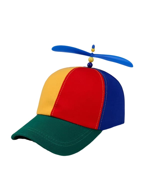 Summer Women Baseball Hat Colorful Rainbow Colorblock Propeller Decor Long Brim Camping Hiking Fishing Climbing Cap