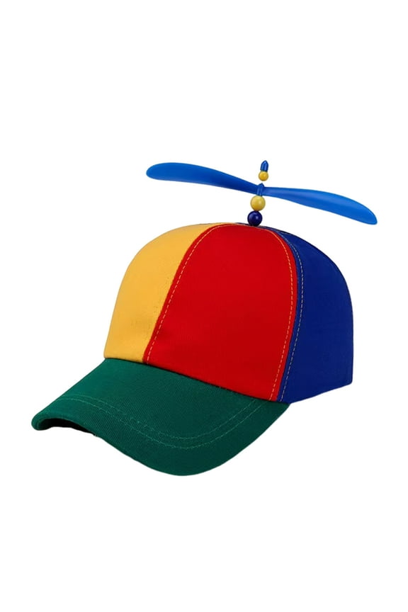 Summer Women Baseball Hat Colorful Rainbow Colorblock Propeller Decor Long Brim Camping Hiking Fishing Climbing Cap