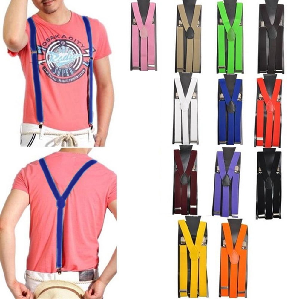35mm Wide Elastic Y-Back Suspenders For Men – Adjustable Clip-On Trouser Braces, Black