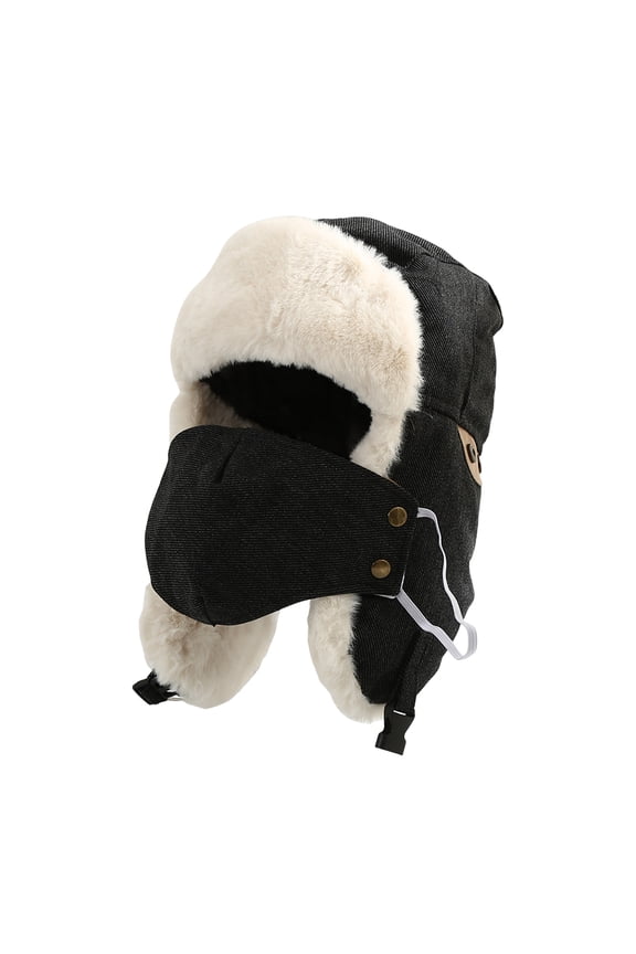 Unisex Winter Hat with Ear Flaps And Mouth Cover Full Protection Thick Plush Heat Retention Bomber Hat Outdoor Activity Cycling Camping Travel Headwear