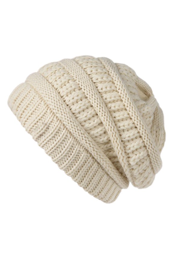Unisex Winter Hat Thick Knit Windproof Keep Warm Ear Protection Headwear Brimless Elastic Baggy Cap Outdoor School Ski Beanie