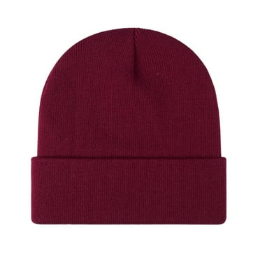 Waroomhouse Winter Unisex Knitted Hat Stretchy Folded Brim Thickened Solid Color Ear Protection Warm Daily Wear Cap Outdoor Skiing Skating Headwear