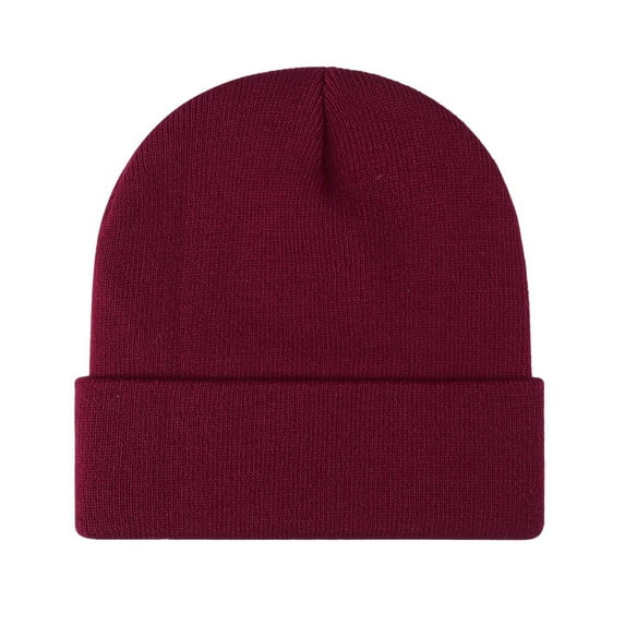 Waroomhouse Winter Unisex Knitted Hat Stretchy Folded Brim Thickened Solid Color Ear Protection Warm Daily Wear Cap Outdoor Skiing Skating Headwear