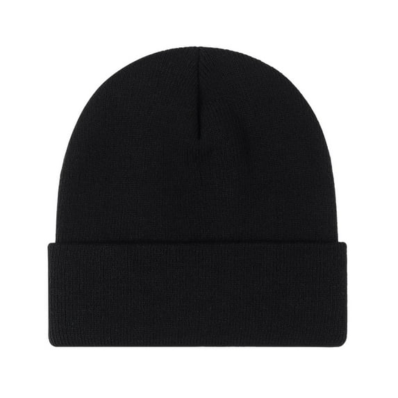 Waroomhouse Winter Unisex Knitted Hat Stretchy Folded Brim Thickened Solid Color Ear Protection Warm Daily Wear Cap Outdoor Skiing Skating Headwear