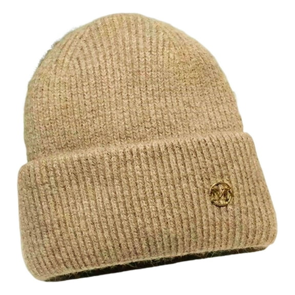Waroomhouse Winter Women Knitted Hat Stretchy Folded Brim Thickened Solid Color Ear Protection Warm Daily Wear Cap Outdoor Skiing Skating Headwear