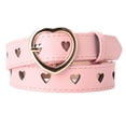 thumbnail image 1 of Waroomhouse Women Heart-shaped Belt Versatile Women Belt Women Heart-shaped Buckle Belt Heart Hollow Design Waistband Faux Leather Adjustable Length Belt Fashion, 1 of 8