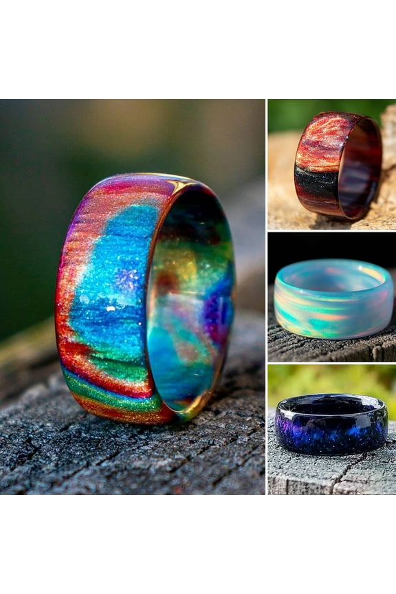 Women Ring Colorful Acrylic Resin Eye-catching Romantic Sky Women Circlet for Club