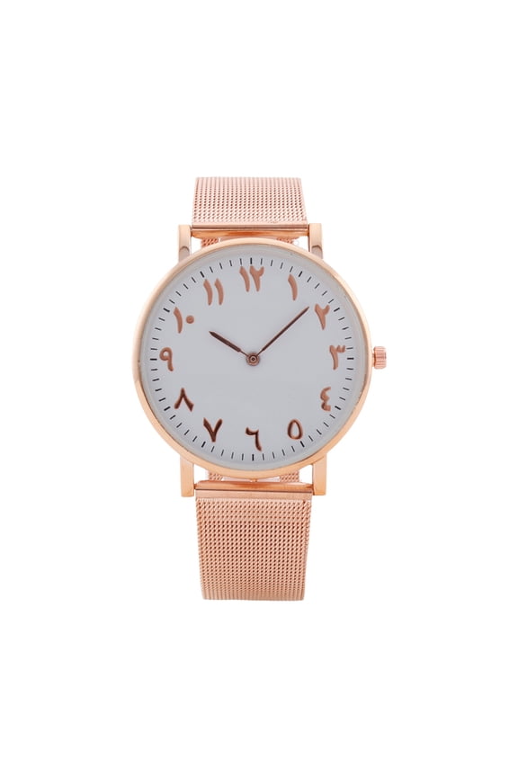 Women Watch Round Dial Quartz Movement Alloy Arabic Number Time-checking High Accuracy Lady Wristwatch Timepiece for Daily Party Office Dating Wear