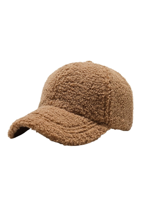 Women Winter Baseball Hat Lambswool Solid Color Long Brim Thermal Insulation Decorative Outdoor Travel School Peaked Cap Hiking Duck Tongue Hat