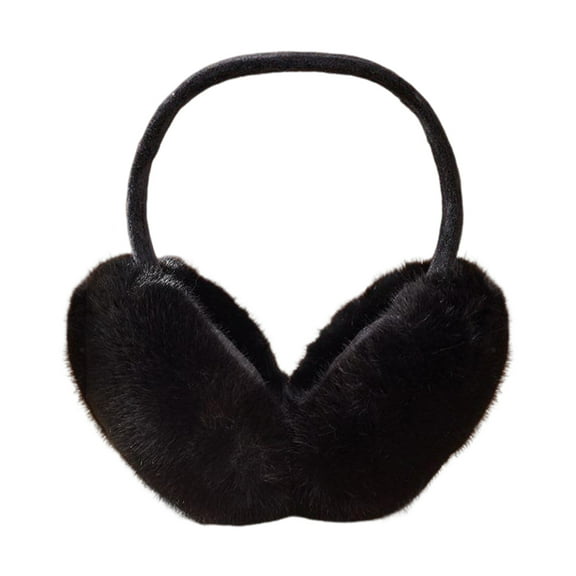 Waroomhouse Women Winter Earmuffs Thick Plush Ear Protection Windproof Adjustable Length Foldable Anti-slip Commuting Outdoor Skiing Headband Earmuffs