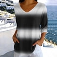 thumbnail image 1 of Warop 3/4 Length Sleeve Womens Tops Casual Gradient Print V Neck Basic Tees Business Work Tee Top, 1 of 7