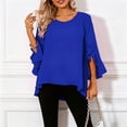 thumbnail image 1 of Warop 3/4 Length Sleeve Womens Tops Casual Solid Round Neck Ruffle Sleeve Shirts Business Work Blouse, 1 of 9