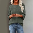 thumbnail image 1 of Warop 3/4 Sleeve Sweaters for Women Fall Clothes Tunic Tops Casual Solid Color Crewneck Pullover Basic Ribbed Knit Shirts, 1 of 6