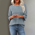 thumbnail image 1 of Warop 3/4 Sleeve Sweaters for Women Fall Clothes Tunic Tops Casual Solid Color Crewneck Pullover Basic Ribbed Knit Shirts, 1 of 6