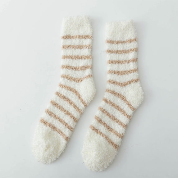 Warop Coral Fleece Socks for Woman, Thickened and Non-Shedding, Long Knit Thermal Sleep Socks for Home and Night Use