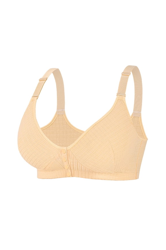 Front Closure Bra for Women, Wire-Free with Adjustable Straps, Ribbed Comfort for Everyday Wear