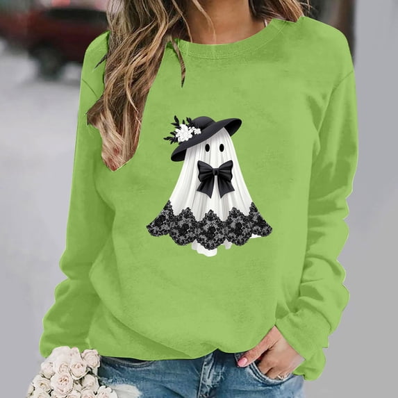 Warop Halloween Sweatshirts for Women Pumpkin Spooky Cute Graphic Casual Pullover Tops Long Sleeve Crewneck Fall Outfits