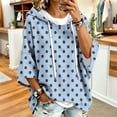 thumbnail image 1 of Warop Hoodies for Women Polka Dots Drawstring Sweatshirt 3/4 Sleeve Pullover with Pocket Fall Winter Outfits, 1 of 7