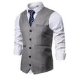 thumbnail image 1 of Warop Men's V-Neck Vest, Slim Fit with Button Front and Pocket, Solid Color for Business and Casual Occasions, 1 of 5