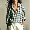 thumbnail image 1 of Warop Plaid Shirt for Women Fall Long Sleeve Blouses Button Down Lapel Tops Business Dressy Casual Work Outfits Clothes, 1 of 9
