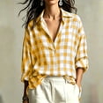 thumbnail image 1 of Warop Plaid Shirt for Women Fall Long Sleeve Blouses Button Down Lapel Tops Business Dressy Casual Work Outfits Clothes, 1 of 9