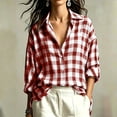 thumbnail image 1 of Warop Plaid Shirt for Women Fall Long Sleeve Blouses Button Down Lapel Tops Business Dressy Casual Work Outfits Clothes, 1 of 9
