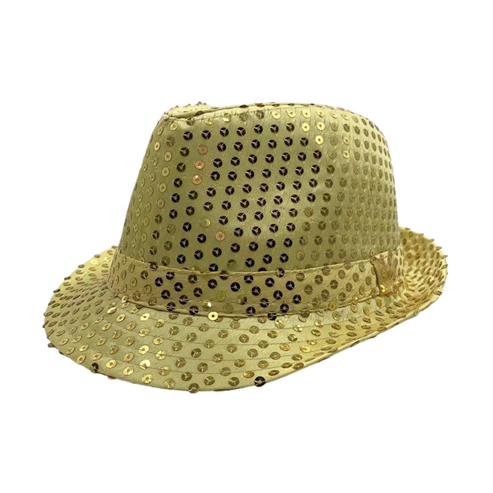 Tage Rops Warop Sequin Fedora Hat for Party, Sparkly Wide Brim Costume Cap with ...
