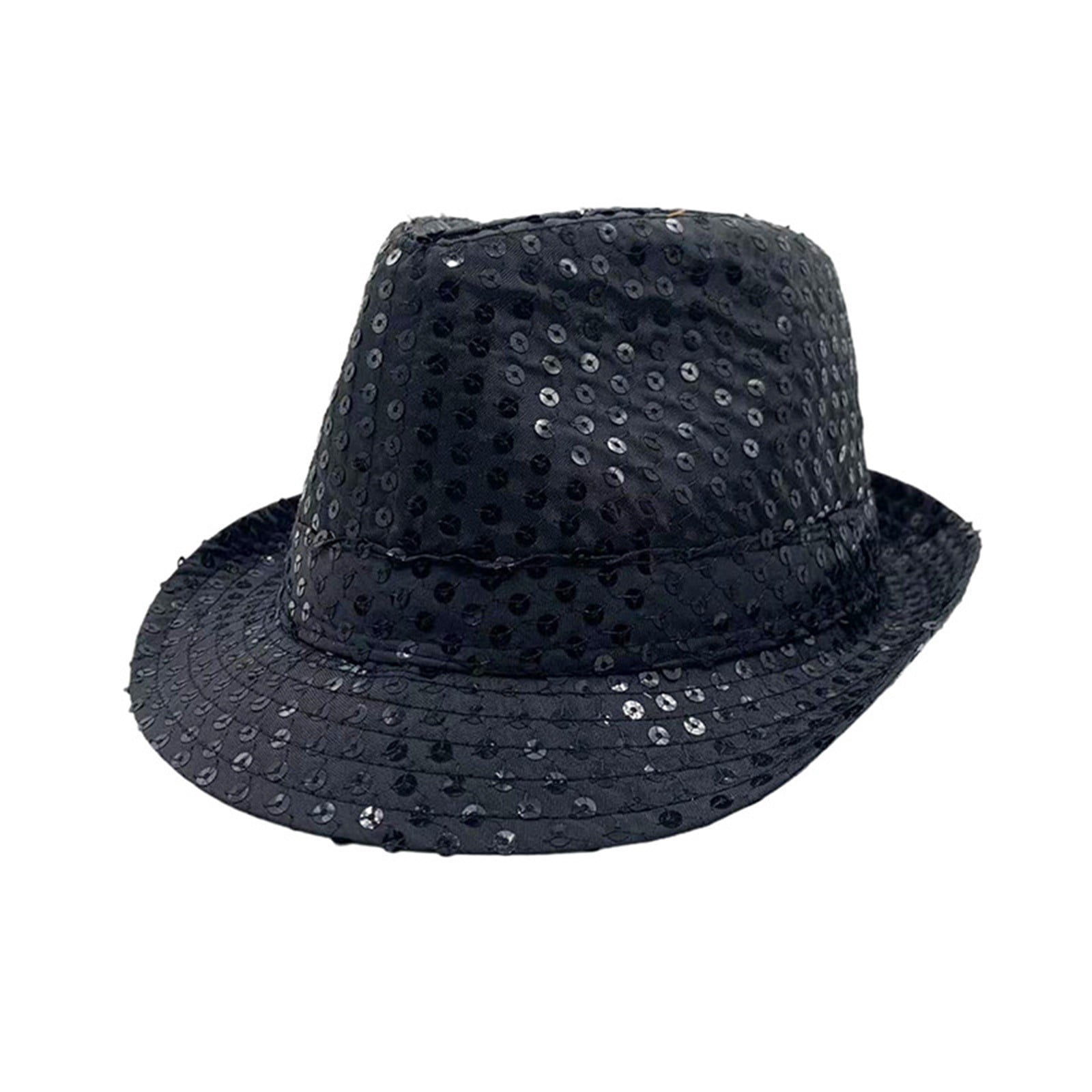 Tage Rops Warop Sequin Fedora Hat for Party, Sparkly Wide Brim Costume Cap with ...