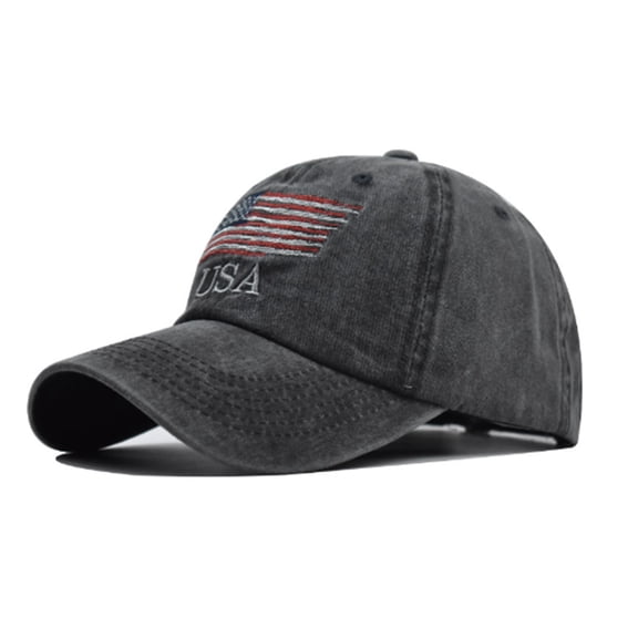 Warop Unisex Baseball Cap, Distressed American Flag Letter Print, Retro Street Style for Independence Day and Casual Wear