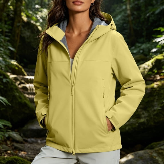 Warop Unisex Windbreaker Jacket, Hooded Long Sleeve Waterproof Coat, Outdoor Hiking Climbing Outerwear for Fall