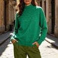 thumbnail image 1 of Warop Womans Turtleneck Sweater, Long Sleeve Knitted Openwork Pullover, Seamless Solid Slim Top for Fall Layering, 1 of 7