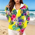 thumbnail image 1 of Warop Womans Zip Up Hoodie, Long Sleeve Tropical Print Thumbhole Sun Protection Jacket, Beach Swimming Cover Up Trip, 1 of 5