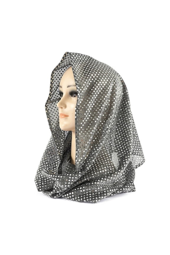 Women's 2-in-1 Headscarf and Shawl, Solid Color Lightweight Breathable, with Hood and Sequins for Travel and Daily Use
