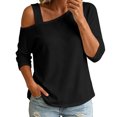 thumbnail image 1 of Warop Women's 3/4 Sleeve Tunic Top Casual Asymmetric Cold Shoulder Blouse Stylish Solid Shirts, 1 of 7