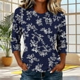 thumbnail image 1 of Warop Women's 3/4 Sleeve Tunic Tops Casual Trendy Printed Round Neck Blouses Fit Pullover T Shirts, 1 of 7
