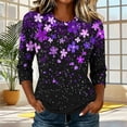 thumbnail image 1 of Warop Women's 3/4 Sleeve Tunic Tops Casual Trendy Printed Round Neck Blouses Fit Pullover T Shirts, 1 of 7