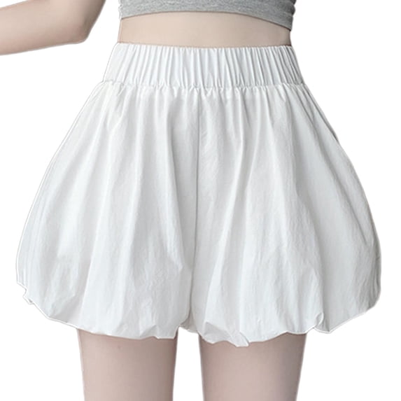 Warop Women's A-Line Shorts, Elastic Waist Flattering Puffy Pumpkin Style, Breathable Soft Fabric, for Summer Casual Outgoing