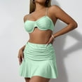 thumbnail image 1 of Warop Women's Bikini 3-Piece Set, Bust-Gathering 2-Piece Solid Color Swimsuit for Beach and Vacation, 1 of 7